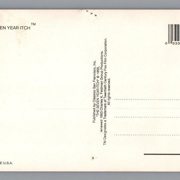 Marilyn Monroe Postcard Seven Year Itch 1955 Renewed 1983 Unposted PC USA - Picture 4 of 4